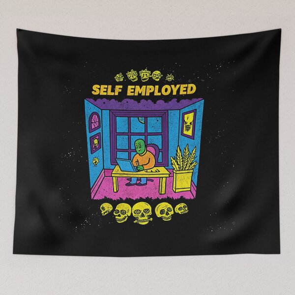 Item preview, Self Employed - Funny Psychedelic Dark Humor Design designed and sold by Vintagenaut Co..