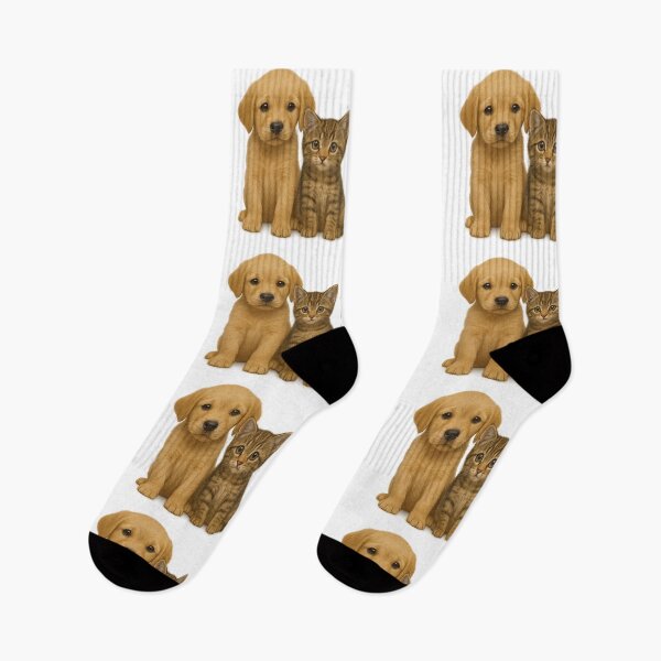 Item preview, Cute Kitten and Puppy – Adorable Realistic Animal Illustration designed and sold by BloomOfDesign.