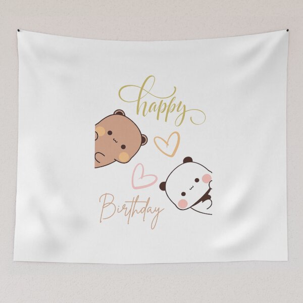 Item preview, Happy Bairthday Panda Bear And Brownie True Love BUBU DUDU Couple Goma peach Sugar Valentine xmas designed and sold by BlueSkylineArts.
