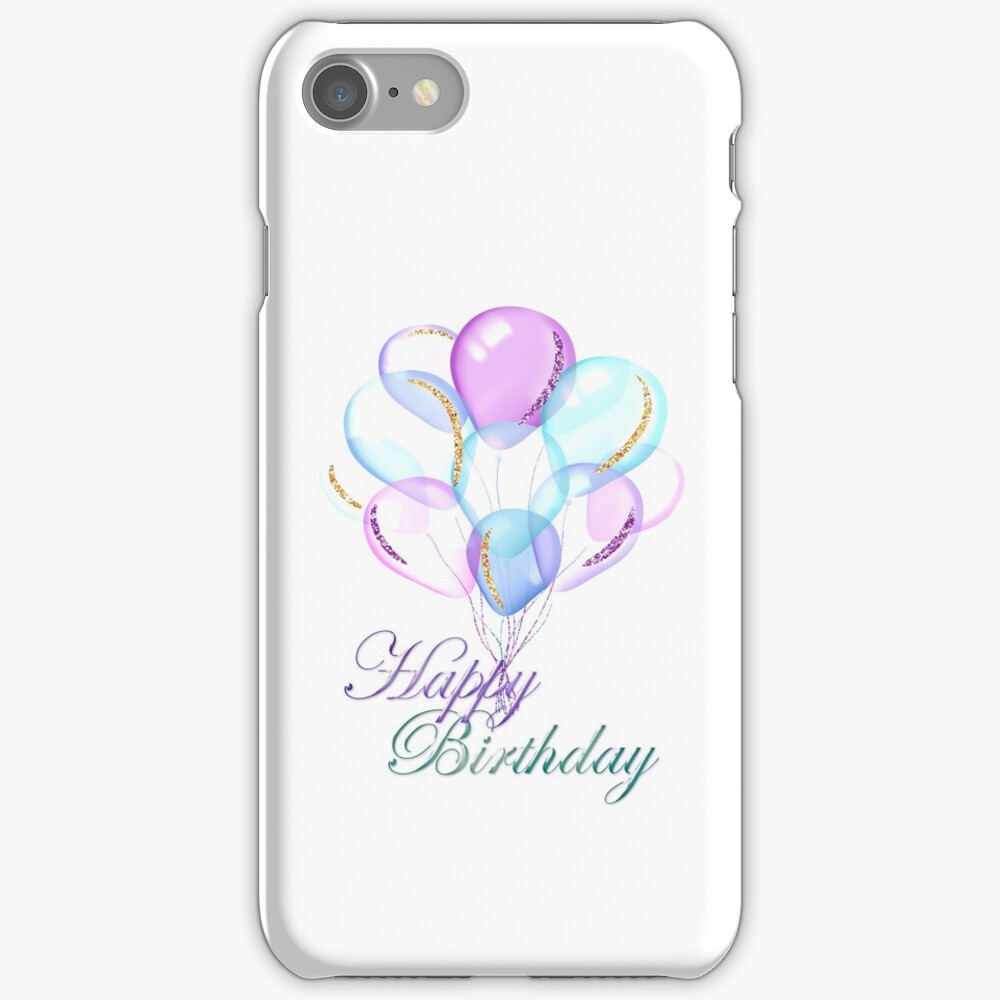"Happy Birthday Glitter Balloons" iPhone Case & Cover by
