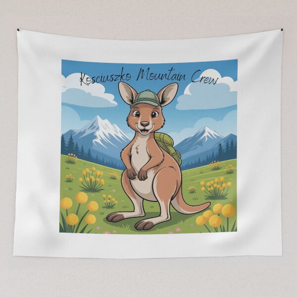 Item preview, Kangaroo Hiking Kosciuszko Mountain Crew Australia Wildlife Carton designed and sold by DesignLab13.