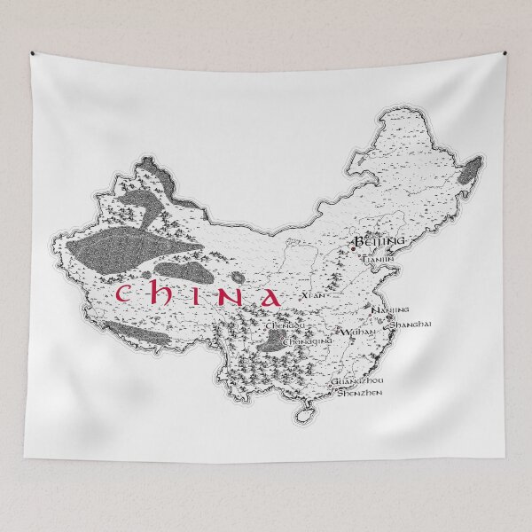 Item preview, Fantasy Map of China with Cities and Geographic Landmarks designed and sold by Inkarto-Maps.