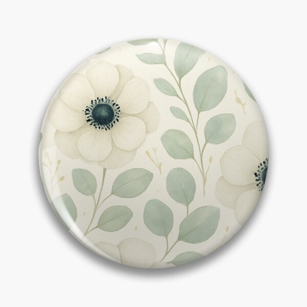 Item preview, Ivory Anemones & Eucalyptus – Watercolor Pattern   designed and sold by Victoria Riabov.