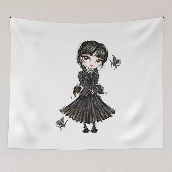 Item preview, Wednesday Addams Chibi with Piranhas designed and sold by lojadpop.