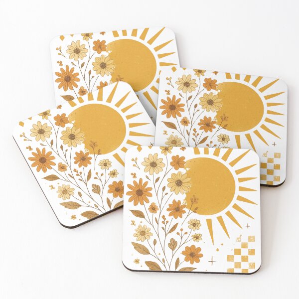 Item preview, Boho Sun & Wildflower Retro Illustration – Vintage Floral Nature Art designed and sold by 5CatDesign.