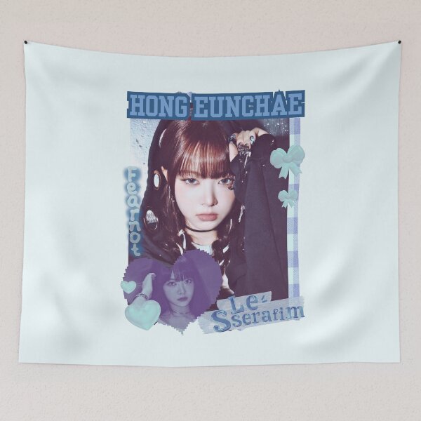 Item preview, Le Sseraf1m Hong Eunchae FEARNOT (피어나) Kpop Girl Group Fearless Blue Classic Design Collage  designed and sold by HELL0WBELLO.