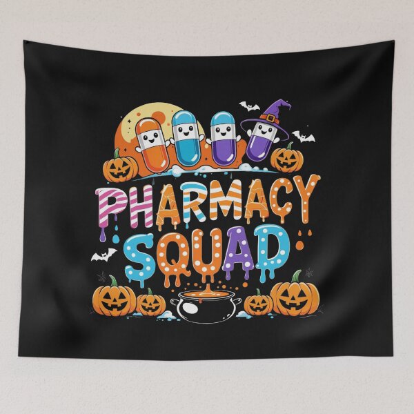Item preview, Pharmacy Squad Halloween Vibes For Pharmacists Crew Tee, Funny Pharmacy Halloween T-Shirt designed and sold by May K Studio Design.