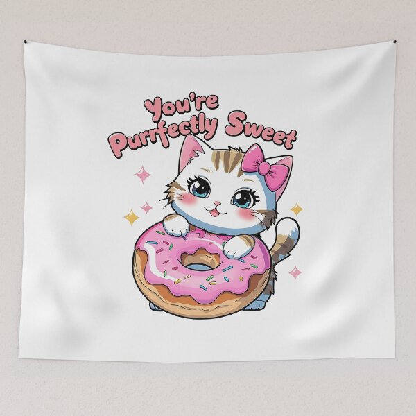 Item preview, You’re Purrfectly Sweet, Cute Cat Donut Pun designed and sold by Bliss Find And Design.