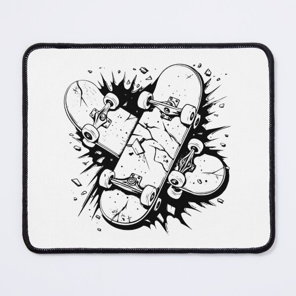 Item preview, Broken Skateboard Explosion – Bold Black and White Skate Art Illustration designed and sold by inkoutninja.