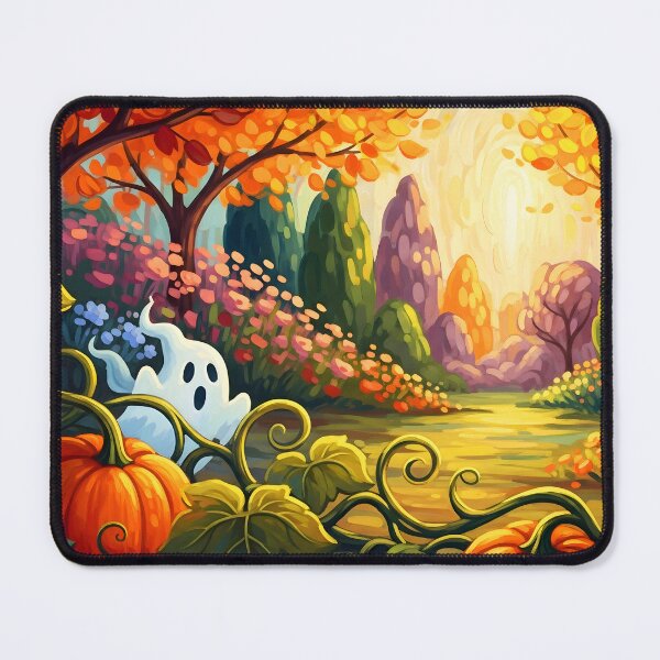 Item preview, Autumn Pathway Ghost – Whimsical Fall Pumpkin Scene designed and sold by SeGoArtDesign.
