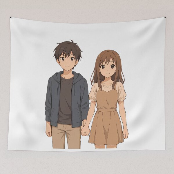 Item preview, Anime Romance – Cute Boy and Girl Holding Hands designed and sold by Twittlefish.