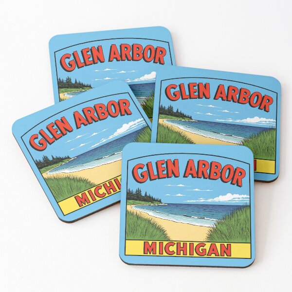 Item preview,  Glen Arbor Michigan Beach Vintage Travel Decal  designed and sold by TheOldMittenIllustrated.