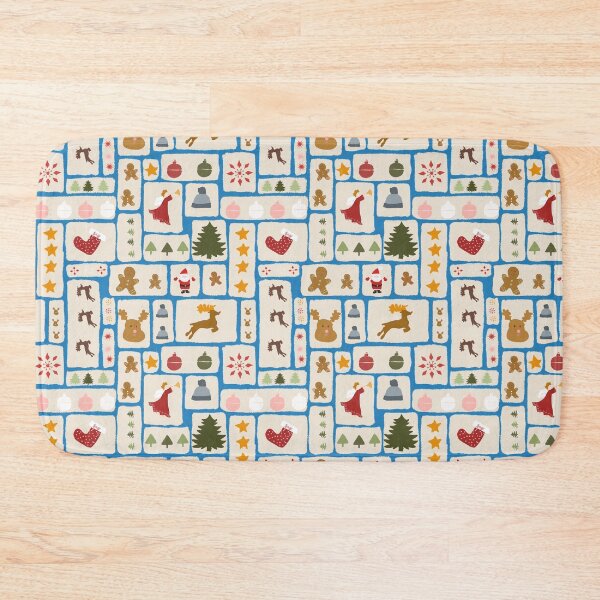 Item preview, Christmas Festive Tile Pattern on blue designed and sold by JanetMGraham.