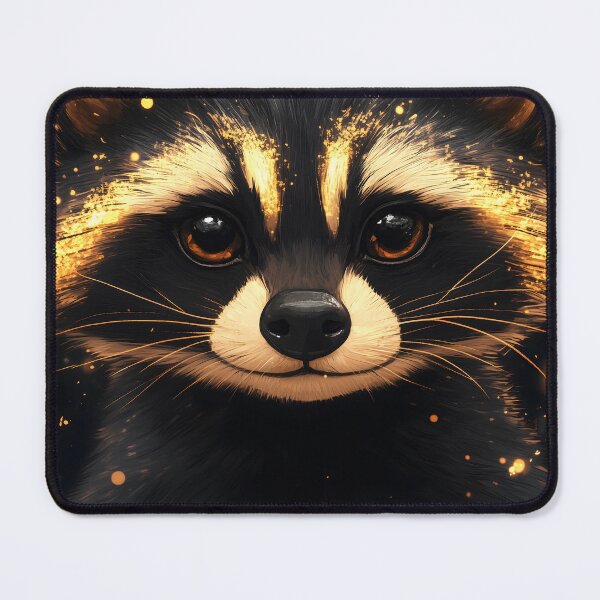 Item preview, Portrait Animal Golden Ember Raccoon with Mesmerizing Eyes and Glowing Fur designed and sold by B5fivemerch.