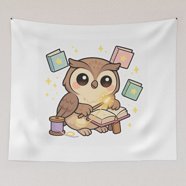 Item preview, Kawaii Spellbook Binder Owl – Cute Magical Book Artisan Sticker designed and sold by Tenpercentluck.
