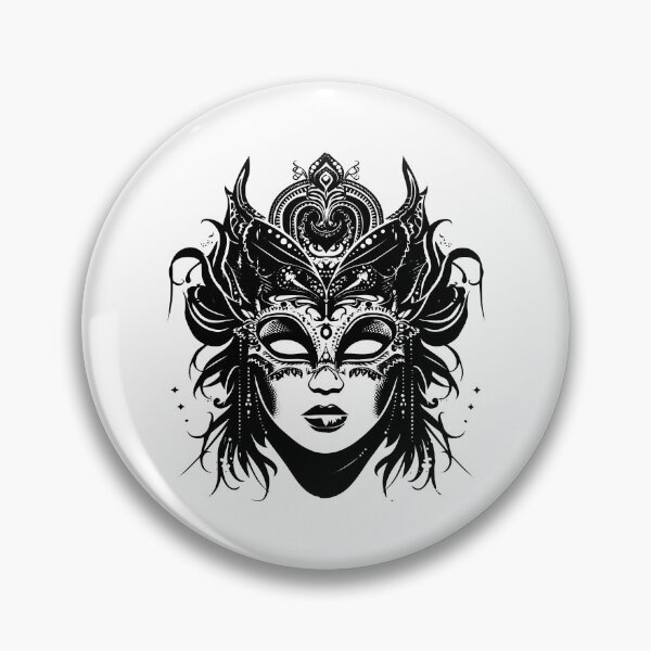 Item preview, Ornate Masquerade Mask Woman – Elegant Black and White Fantasy Illustration designed and sold by inkoutninja.