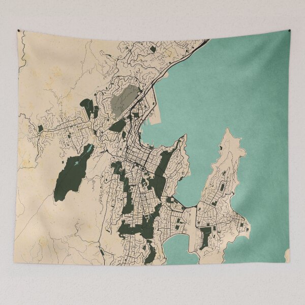 Item preview, Wellington City Map of North Island, New Zealand - Vintage designed and sold by deMAP.