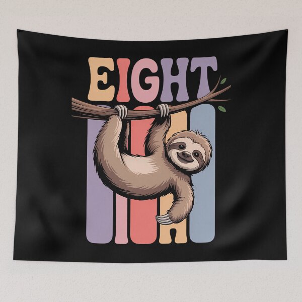 Item preview, 8 Year Old Cute Sloth Birthday Girl 8th B-day designed and sold by Sunset4Bones.