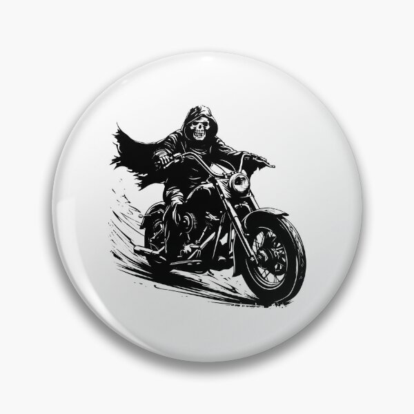 Item preview, Grim Reaper on Motorcycle – Dark Biker Skull Illustration designed and sold by inkoutninja.
