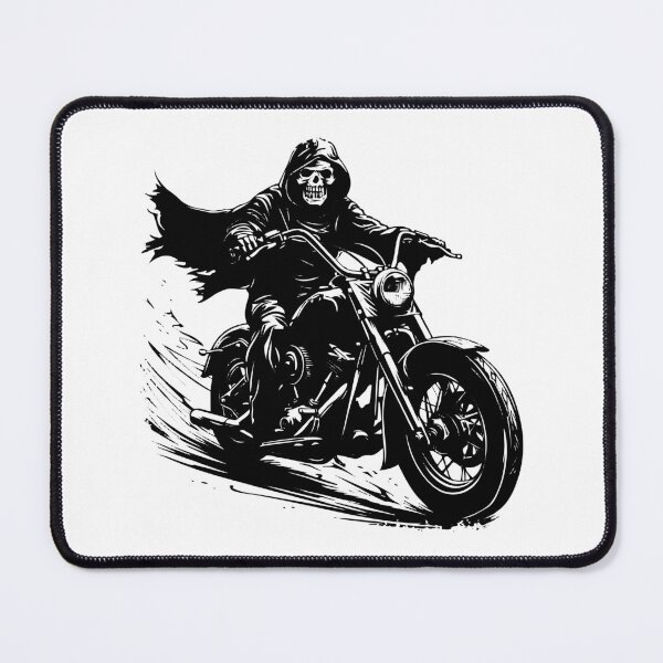 Item preview, Grim Reaper on Motorcycle – Dark Biker Skull Illustration designed and sold by inkoutninja.