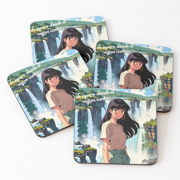 Item preview, Retro Anime Girl from Iguazu Falls Argentina Brazil Vintage Travel Romantic Quote designed and sold by Kawaii-Sky.