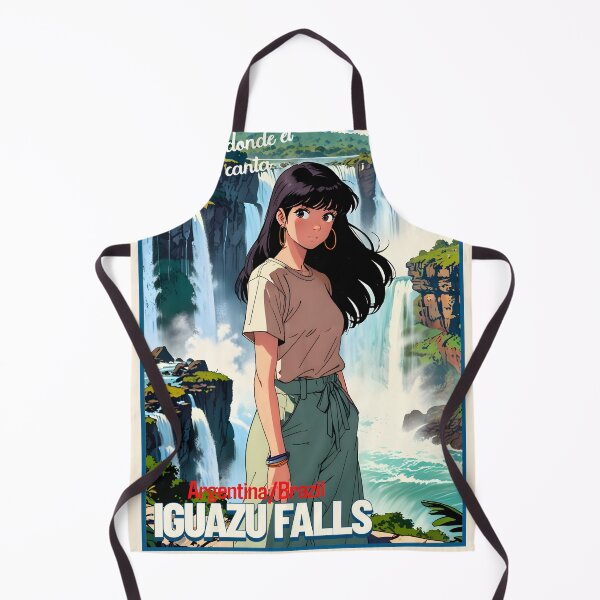 Item preview, Retro Anime Girl from Iguazu Falls Argentina Brazil Vintage Travel Romantic Quote designed and sold by Kawaii-Sky.