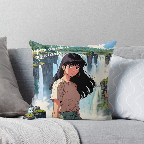 Item preview, Retro Anime Girl from Iguazu Falls Argentina Brazil Vintage Travel Romantic Quote designed and sold by Kawaii-Sky.