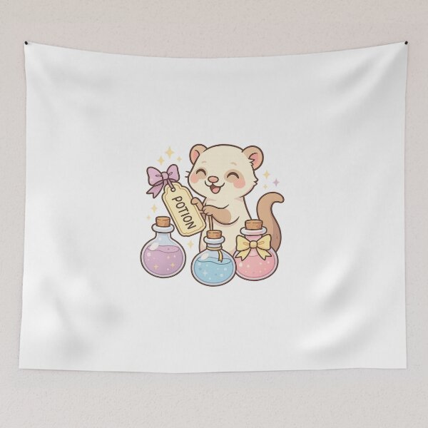 Item preview, Kawaii Potion Labeler Ferret – Cute Magical Craft Sticker designed and sold by Tenpercentluck.