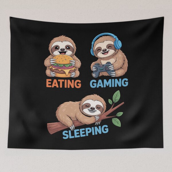 Item preview, Eating Gaming Sleeping Gamer Sloth designed and sold by Sunset4Bones.
