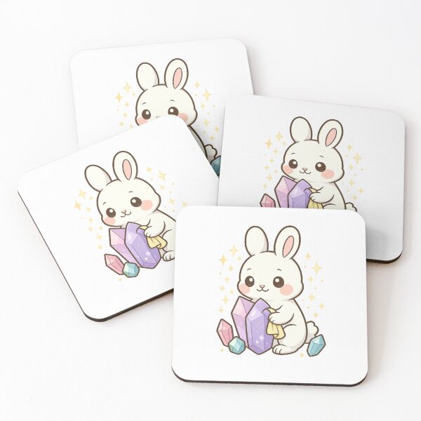 Item preview, Kawaii Crystal Polisher Rabbit – Cute Magical Craft Sticker designed and sold by Tenpercentluck.