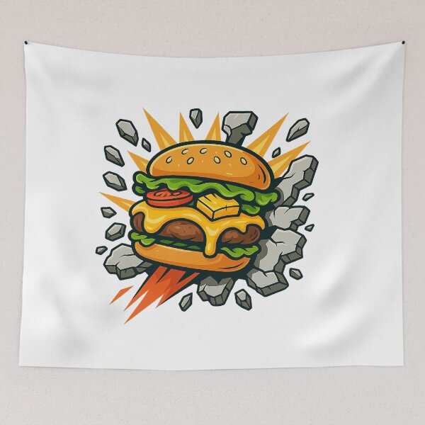 Item preview, Burger Breaking Through the Wall T-Shirt designed and sold by CeammiShop.