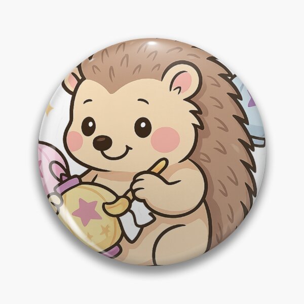 Item preview, Kawaii Lantern Painter Hedgehog – Cute Magical Craft Sticker designed and sold by Tenpercentluck.