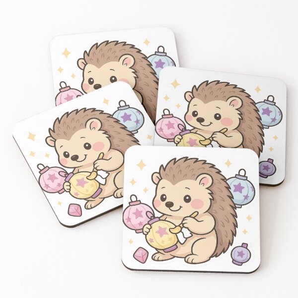 Item preview, Kawaii Lantern Painter Hedgehog – Cute Magical Craft Sticker designed and sold by Tenpercentluck.