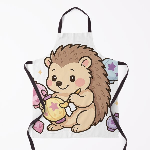 Item preview, Kawaii Lantern Painter Hedgehog – Cute Magical Craft Sticker designed and sold by Tenpercentluck.