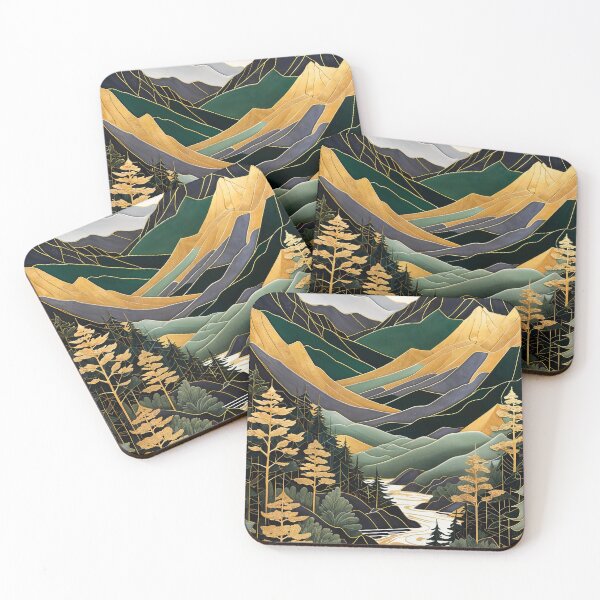 Item preview, Kintsugi Mountains Green Gold designed and sold by Showstroopart Christian Velazquez.