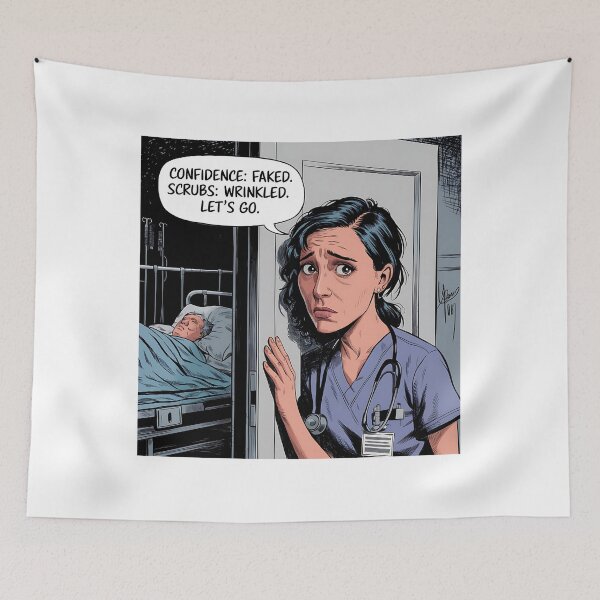 Item preview, Confidence: Faked. Scrubs: Wrinkled. Let’s Go – Funny Student Nurse Clinical Rotation designed and sold by CuteDesignables.