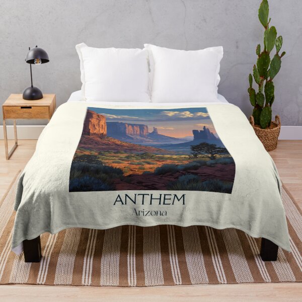Item preview, Anthem Arizona Vintage Travel Poster | Desert Landscape Art designed and sold by TuncGK.