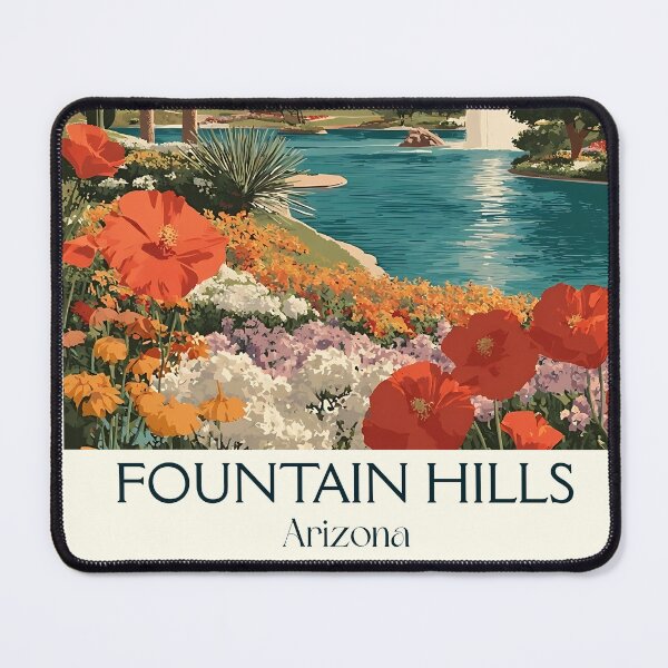 Item preview, Fountain Hills Arizona Vintage Poster | Desert Oasis Art designed and sold by TuncGK.