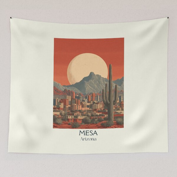 Item preview, Mesa Arizona Retro Poster | Desert Cityscape Art designed and sold by TuncGK.
