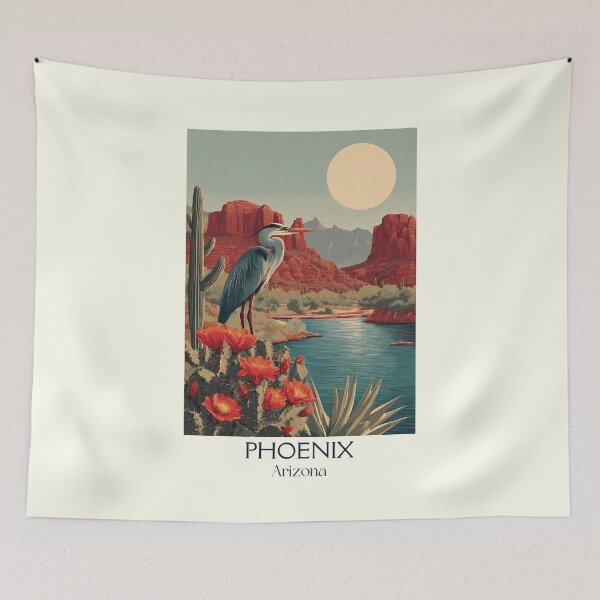 Item preview, Phoenix Arizona Vintage Poster | Sonoran Desert Wildlife designed and sold by TuncGK.