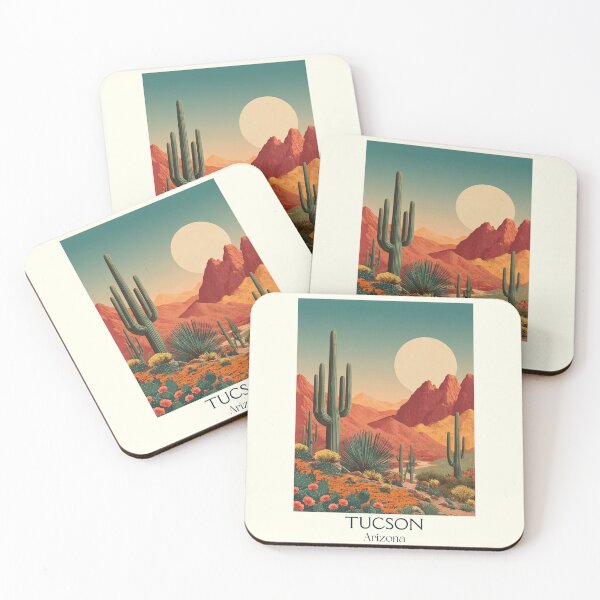Item preview, Tucson Arizona Retro Travel Poster | Saguaro Cactus Art designed and sold by TuncGK.