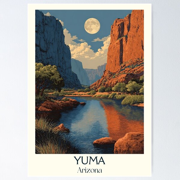 Item preview, Yuma Arizona Retro Poster | Colorado River Night Scene designed and sold by TuncGK.