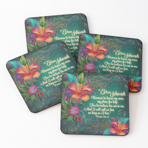 Item preview, JW Tropical Floral Dark Style Bible Scripture Quote Psalm 116 designed and sold by Janna Perry Designs.
