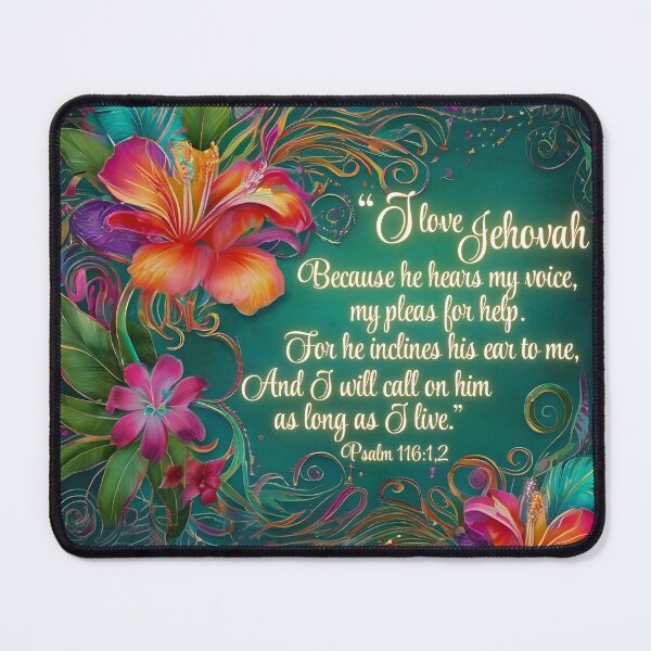 Item preview, JW Tropical Floral Dark Style Bible Scripture Quote Psalm 116 designed and sold by Janna Perry Designs.