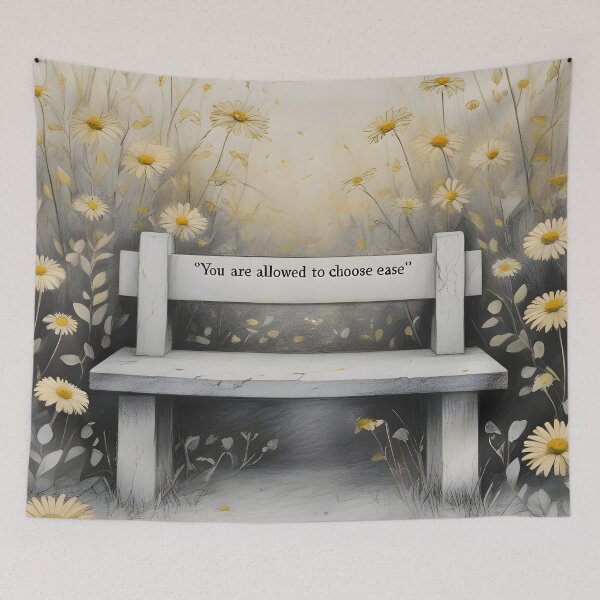 Item preview, You Are Allowed To Choose Ease, Surreal Botanical Sketch, Affirmation Art With Golden Shrub Daisy Flowers designed and sold by MoMidoStore.