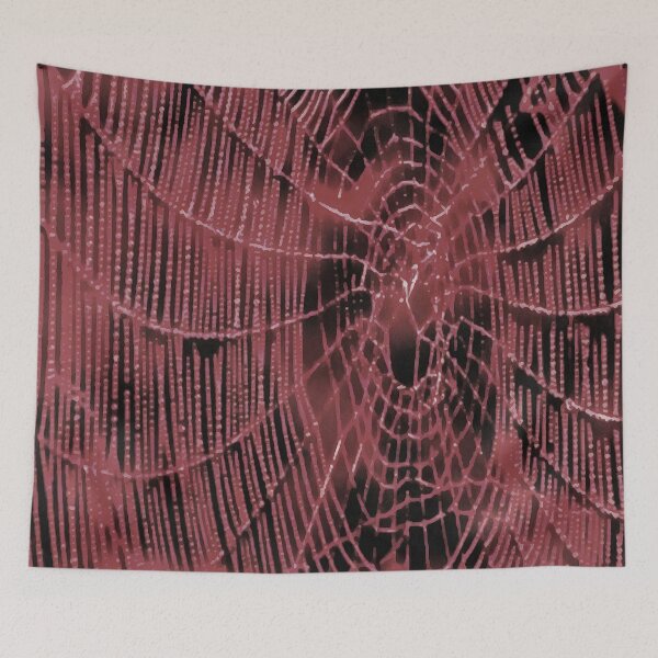 Item preview, Abstract Painting Of A Magenta Pink Cobweb On Black designed and sold by taiche.