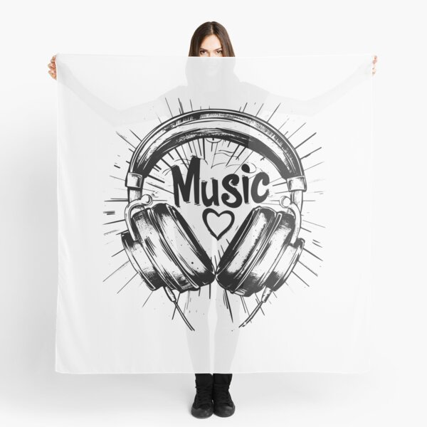 Item preview, Headphones with Music Heart – Black and White Music Lover Illustration designed and sold by inkoutninja.
