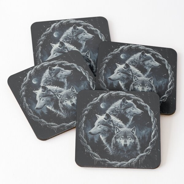 Item preview, Norse Wolf Pack – Moonlit Knotwork Circle designed and sold by ArgentoArt.