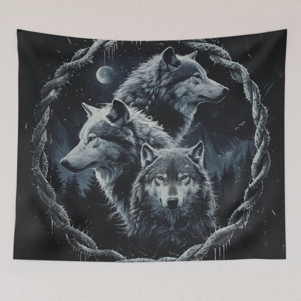 Item preview, Norse Wolf Pack – Moonlit Knotwork Circle designed and sold by ArgentoArt.