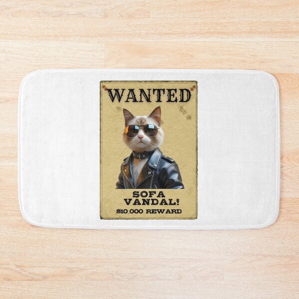 Item preview, Funny Ragdoll Cat WANTED Poster – Cool Sunglasses & Leather Jacket Sofa Vandal designed and sold by Fredster1966.
